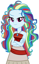 Size: 1024x1649 | Tagged: safe, artist:emeraldblast63, artist:nippy13, imported from derpibooru, rainbow dash, equestria girls, bare shoulders, clothes, clothes swap, crossed arms, disney, disney princess, female, gloves, jewelry, lidded eyes, looking at you, moana, moana waialiki, motorcross, necklace, simple background, sleeveless, smiling, smiling at you, solo, strapless, transparent background