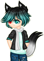 Size: 838x1168 | Tagged: safe, artist:fantarianna, imported from derpibooru, oc, oc only, equestria girls, clothes, frown, heterochromia, male, pants, ponied up, signature, simple background, solo, starry eyes, torn clothes, transparent background, wingding eyes
