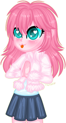Size: 530x977 | Tagged: safe, artist:fantarianna, imported from derpibooru, oc, oc only, oc:fluffle puff, equestria girls, :p, blushing, clothes, equestria girls-ified, eyelashes, female, heart eyes, simple background, skirt, solo, tongue out, transparent background, wingding eyes