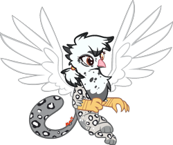 Size: 1254x1051 | Tagged: safe, artist:kurosawakuro, imported from derpibooru, oc, oc:lotem, big cat, griffon, leopard, snow leopard, base used, female, griffon oc, heterochromia, simple background, solo, transparent background