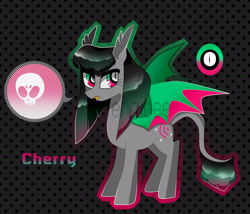 Size: 2048x1756 | Tagged: safe, artist:kaikururu, imported from derpibooru, oc, oc only, bat pony, pony, bat pony oc, bat wings, polka dot background, solo, wings