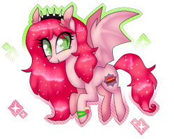 Size: 2177x1748 | Tagged: safe, artist:kaikururu, imported from derpibooru, oc, oc only, bat pony, pony, bat pony oc, bat wings, bracelet, ethereal mane, eyelashes, headband, jewelry, simple background, smiling, solo, starry mane, transparent background, wings