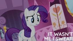 Size: 1280x720 | Tagged: safe, edit, edited screencap, editor:quoterific, imported from derpibooru, screencap, rarity, pony, unicorn, princess twilight sparkle (episode), season 4, carousel boutique, female, mare, open mouth, solo