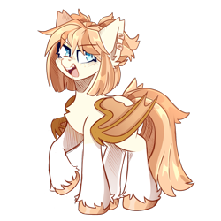 Size: 1455x1455 | Tagged: safe, artist:star-theft, imported from derpibooru, oc, oc only, oc:honey milk, bat pony, pony, bat pony oc, bat wings, blue eyes, ear fluff, ear piercing, eyebrows, eyebrows visible through hair, fangs, female, folded wings, full body, mare, open mouth, open smile, piercing, raised hoof, simple background, smiling, solo, standing, tail, transparent background, unshorn fetlocks, wings