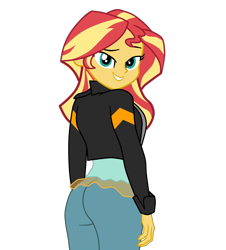 Size: 1840x2037 | Tagged: safe, artist:gmaplay, imported from derpibooru, sunset shimmer, equestria girls, ass, bedroom eyes, bunset shimmer, butt, seductive, seductive look, seductive pose, simple background, solo, transparent background