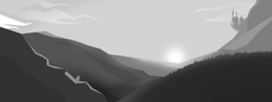 Size: 4000x1500 | Tagged: safe, artist:nannynonads, imported from derpibooru, cat, canterlot, cloud, grayscale, monochrome, no pony, scenery, sunset