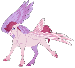 Size: 2200x2000 | Tagged: safe, artist:uunicornicc, imported from derpibooru, oc, pegasus, pony, colored wings, eyebrows, female, hoof fluff, hooves, looking at something, mare, simple background, solo, spread wings, tail, tail feathers, transparent background, two toned wings, wings, wings extended