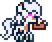 Size: 104x84 | Tagged: safe, artist:anonymous, oc, oc only, pony, animated, boot, dancing, female, gif, mare, mouth hold, pixel art, snowpony (species), solo, taiga pony