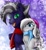 Size: 1988x2163 | Tagged: artist needed, safe, artist:bethanygamemaster, imported from derpibooru, oc, oc:silver edge, bat pony, pegasus, bat pony oc, bat wings, clothes, cute, duo, ear fluff, fangs, female, floppy ears, hat, looking at something, looking at you, male, mare, open mouth, open smile, pegasus oc, raised hoof, scarf, small mare, snow, snowfall, snowflake, stallion, wings, winter outfit