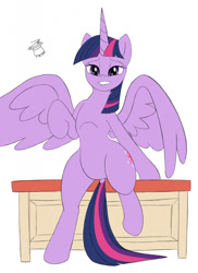 Size: 931x1280 | Tagged: safe, artist:zakuinatophat, imported from derpibooru, twilight sparkle, alicorn, pony, adorasexy, bedroom eyes, bipedal, bipedal leaning, concave belly, cute, desk, dock, featureless crotch, female, leaning, lip bite, looking at you, mare, no more ponies at source, ribcage, sexy, signature, simple background, sitting, slim, solo, spread wings, tail, thin, twiabetes, twilight sparkle (alicorn), white background, wings