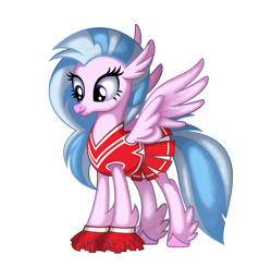 Size: 5000x4909 | Tagged: safe, artist:duskie-06, imported from derpibooru, silverstream, hippogriff, cheerleader, cheerleader outfit, cheerleader silverstream, clothes, cute, female, pom pom, simple background, skirt, solo, spread wings, transparent background, wings