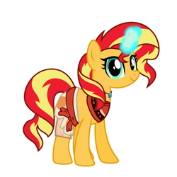 Size: 1378x1378 | Tagged: safe, artist:sunmint234, imported from derpibooru, sunset shimmer, pony, unicorn, equestria girls, crossover, disney, disney princess, eye, eyes, gem, glowing, glowing horn, horn, jewelry, looking at you, magic, moana, moana waialiki, necklace, princess, simple background, solo, spoilers for another series, white background