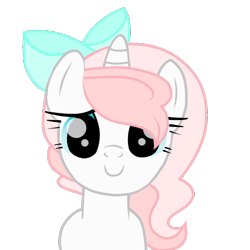 Size: 500x500 | Tagged: safe, artist:sugarcubecreationz, imported from derpibooru, oc, oc:sweetheart, pony, unicorn, bow, female, hair bow, mare, simple background, solo, transparent background