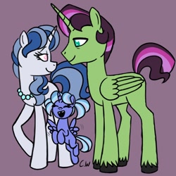 Size: 1000x1000 | Tagged: safe, artist:chelseawest, imported from derpibooru, oc, oc:azure star, oc:blue belle, oc:emerald spark, alicorn, unicorn, alicorn oc, family, female, filly, foal, horn, jewelry, necklace, offspring, offspring's offspring, parent:oc:blue belle, parent:oc:emerald spark, parent:oc:golden drops, parent:oc:starfire spark, parents:oc x oc, petalverse, unicorn oc, wings