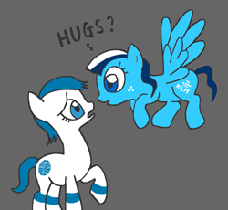 Size: 1100x1013 | Tagged: safe, imported from derpibooru, pony, airline, duo, female, gray background, klm, pan am, plane, ponified, simple background