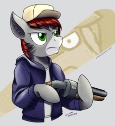 Size: 1920x2102 | Tagged: safe, artist:buckweiser, imported from derpibooru, oc, oc:khaki-cap, earth pony, commission, gun, scattergun, scout, solo, team fortress 2, ych result, your character here