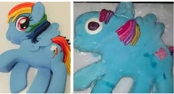 Size: 632x344 | Tagged: safe, imported from derpibooru, rainbow dash, cake, expectation vs reality, fail, food, irl, photo, you tried