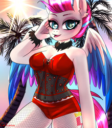 Size: 3500x4000 | Tagged: safe, artist:cali luminos, imported from derpibooru, zipp storm, anthro, pegasus, breasts, clothes, corset, digital, fanart, female, g5, my little pony: a new generation, pose, sexy, solo, stupid sexy zipp storm