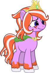 Size: 3414x5107 | Tagged: safe, artist:frownfactory, imported from derpibooru, earth pony, pony, witchy filly (filly funtasia), :t, absurd resolution, blue eyes, cape, clothes, face tattoo, female, filly (dracco), filly (filly funtasia), full body, jewelry, lynn (filly funtasia), mare, regalia, show accurate, simple background, smiling, solo, standing, tail, tattoo, three quarter view, tiara, transparent background, two toned mane, two toned tail, vector