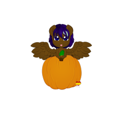 Size: 2000x2000 | Tagged: safe, imported from derpibooru, oc, oc only, oc:static dust, pegasus, :p, chibi, pumpkin, simple background, solo, tongue out, transparent background