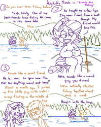 Size: 4779x6013 | Tagged: safe, artist:adorkabletwilightandfriends, imported from derpibooru, starlight glimmer, oc, oc:gray, earth pony, pony, unicorn, comic:adorkable twilight and friends, adorkable, adorkable friends, bait, boat, character development, comic, conversation, cute, dork, female, fishing, fishing rod, forest, happy, implied spike, lake, male, mare, reference, reference used, relationship, relationships, slice of life, smiling, stallion, water