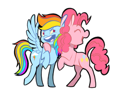 Size: 2732x2048 | Tagged: safe, artist:cartoon-bazooka, imported from derpibooru, pinkie pie, rainbow dash, earth pony, pegasus, pony, simple background, transparent background