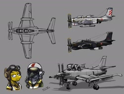 Size: 2160x1636 | Tagged: safe, artist:buckweiser, imported from derpibooru, griffon, pony, roan rpg, helmet, pilot, plane, sketch