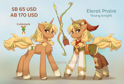 Size: 1481x1000 | Tagged: safe, artist:margony, imported from derpibooru, oc, oc only, pony, unicorn, adoptable, arrow, bow (weapon), bow and arrow, solo, weapon