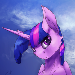 Size: 2160x2160 | Tagged: safe, artist:tenebrisnoctus, imported from derpibooru, twilight sparkle, alicorn, pony, bust, cheek fluff, ear fluff, female, head tilt, high res, looking at you, mare, smiling, smiling at you, solo, twilight sparkle (alicorn)