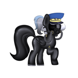 Size: 2000x2000 | Tagged: safe, artist:a_friendly_guest, imported from derpibooru, part of a set, oc, oc:cloudy gale, pegasus, pony, bondage, encasement, female, gas mask, latex, looking at you, mare, mask, shiny, simple background, solo, transparent background