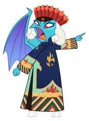 Size: 550x750 | Tagged: safe, artist:queencold, imported from derpibooru, princess ember, dragon, clothes, crown, dragon lord ember, dragoness, dress, female, gem, jewelry, regalia, simple background, solo, story included, transparent background, yelling