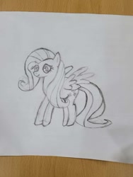 Size: 715x953 | Tagged: safe, imported from derpibooru, fluttershy, pegasus, pony, pencil drawing, solo, traditional art