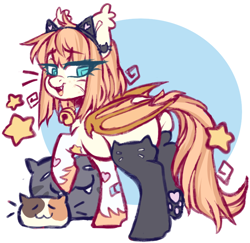 Size: 784x763 | Tagged: safe, artist:cheekipone, imported from derpibooru, oc, oc only, oc:honey milk, bat pony, cat, pony, bat pony oc, bell, bell collar, butt, cat ears, cat socks, collar, looking back, plot, smiling, whiskers