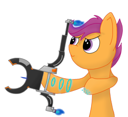 Size: 1750x1600 | Tagged: safe, artist:kanw, imported from derpibooru, scootaloo, pegasus, pony, bow (weapon), lenz, newbie artist training grounds, simple background, solo, transparent background, warframe, weapon