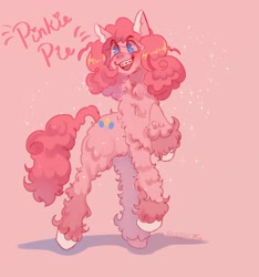 Size: 3000x3200 | Tagged: safe, artist:kiwiijoon, imported from derpibooru, pinkie pie, earth pony, pony, alternate design, blushing, braces, fluffy, happy, open mouth, smiling, solo