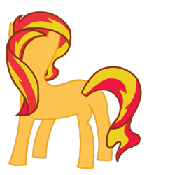 Size: 720x720 | Tagged: safe, derpibooru exclusive, imported from derpibooru, sunset shimmer, pony, unicorn, equestria girls, looking away, simple background, solo, transparent background