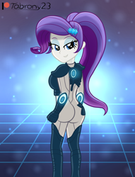 Size: 1228x1604 | Tagged: safe, artist:tabrony23, imported from derpibooru, rarity, equestria girls, ass, beautiful, bedroom eyes, butt, clothes, commission, cosplay, costume, feels like i'm wearing nothing at all, female, ghost (starcraft), looking at you, looking back, patreon, patreon logo, rearity, sexy, show accurate, smiling, solo, starcraft, stupid sexy rarity, the simpsons