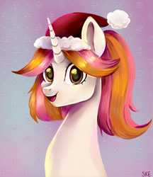 Size: 2501x2901 | Tagged: safe, artist:ske, imported from derpibooru, oc, oc only, pony, unicorn, commission, commission open, gift art, present, snow, snowflake, solo