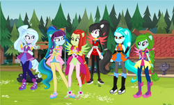 Size: 3080x1856 | Tagged: safe, artist:lovemonsterhigh123, imported from derpibooru, oc, equestria girls, legend of everfree, clothes swap, crystal guardian, crystal wings, female, ponied up, screencap background, wings