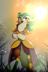 Size: 1778x2697 | Tagged: safe, artist:zidanemina, edit, edited screencap, imported from derpibooru, screencap, captain celaeno, anthro, bird, parrot, parrot pirates, my little pony: the movie, amputee, beard, beauty mark, ear piercing, earring, facial hair, female, hat, hatless, jewelry, missing accessory, piercing, pirate, pirate hat, prosthetic limb, prosthetics, sun, sunset