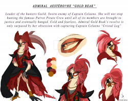 Size: 1920x1524 | Tagged: safe, artist:zidanemina, imported from derpibooru, oc, oc:aesterophe bismark, bird, parrot, parrot pirates, oc villain, pirate