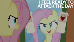 Size: 1280x720 | Tagged: safe, edit, edited screencap, editor:quoterific, imported from derpibooru, screencap, fluttershy, pegasus, pony, putting your hoof down, season 2, female, mare, mirror, open mouth, open smile, smiling, solo