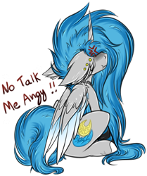 Size: 1117x1339 | Tagged: safe, artist:beamybutt, imported from derpibooru, oc, oc only, oc:moonbeam, alicorn, pony, alicorn oc, angry, cross-popping veins, cute, ear fluff, eyelashes, female, horn, mare, no talk me im angy, ocbetes, simple background, solo, talking, transparent background, wings