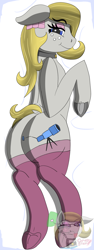 Size: 900x2401 | Tagged: safe, artist:gray star, imported from derpibooru, oc, oc:gray star, earth pony, body pillow, butt, choker, earth pony oc, eyeshadow, long legs, looking at you, looking back, makeup, plot, smiling, smiling at you