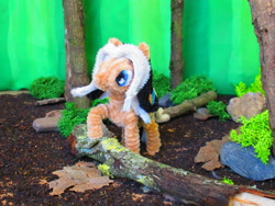 Size: 5152x3864 | Tagged: safe, alternate version, artist:malte279, imported from derpibooru, part of a set, oc, oc only, oc:skyfeather, pegasus, pony, absurd resolution, chenille, chenille stems, chenille wire, craft, diorama, female, forest, irl, mare, pegasus oc, photo, pipe cleaner sculpture, pipe cleaners, sculpture, solo, tree