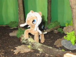 Size: 5152x3864 | Tagged: safe, alternate version, artist:malte279, imported from derpibooru, part of a set, oc, oc only, oc:skyfeather, pegasus, pony, absurd resolution, chenille, chenille stems, chenille wire, craft, diorama, female, forest, irl, mare, pegasus oc, photo, pipe cleaner sculpture, pipe cleaners, sculpture, solo, tree