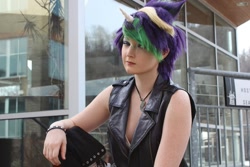 Size: 1080x720 | Tagged: safe, artist:starfallcosplay, imported from derpibooru, rarity, human, alternate hairstyle, clothes, cosplay, costume, irl, irl human, photo, punk, raripunk, sleeveless, solo