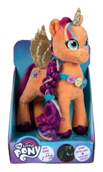 Size: 335x560 | Tagged: safe, imported from derpibooru, sunny starscout, alicorn, artificial horn, artificial wings, augmented, description is relevant, female, g5, horn, magic, magic horn, magic wings, mane stripe sunny, mare, merchandise, my little pony: a new generation, official, plushie, race swap, sunnycorn, wings