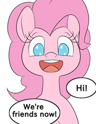 Size: 1000x1279 | Tagged: safe, artist:happy harvey, imported from derpibooru, pinkie pie, earth pony, pony, dialogue, female, happy, looking at you, mare, open mouth, phone drawing, simple background, smiling, transparent background