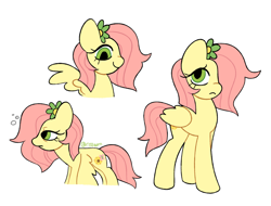 Size: 1280x973 | Tagged: safe, artist:risswm, imported from derpibooru, fluttershy, pegasus, pony, alternate cutie mark, female, flower, flower in hair, mare, redesign, simple background, solo, white background